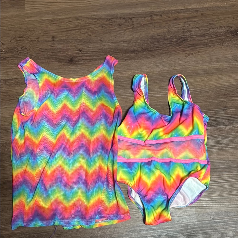 Kids Colorful Zigzag Swimsuit Set
